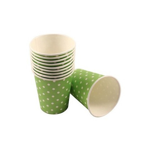 Set 10 vasos de papel Lunares Verde