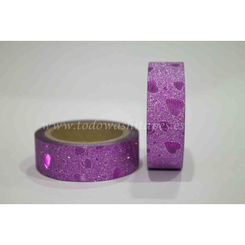 WASHI TAPE PURPURINA Rosa CORAZONES