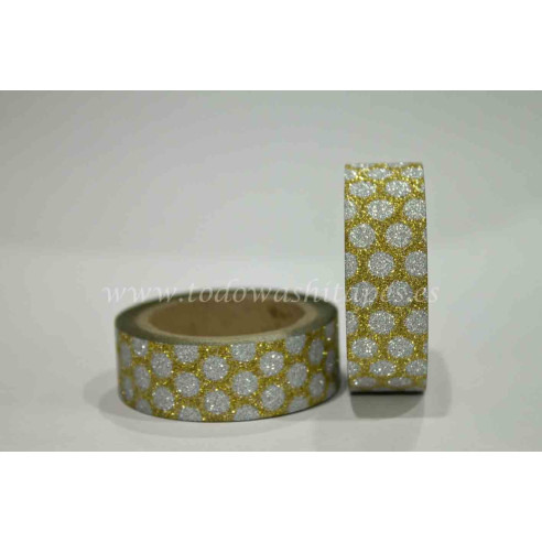 WASHI TAPE PURPURINA LUNARES Dorado y Plata