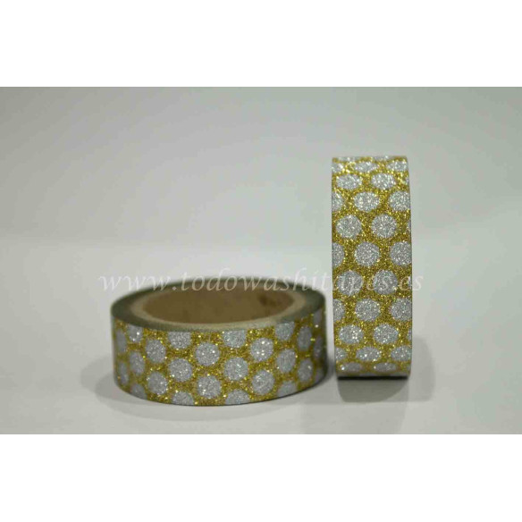 WASHI TAPE PURPURINA LUNARES Dorado y Plata