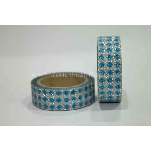 WASHI TAPE PURPURINA ROMBOS Azul y Plata