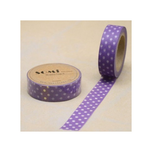 WASHI TAPE Morado con LUNARES Blancos