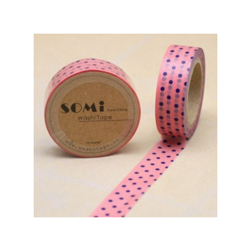 WASHI TAPE Rosa con LUNARES Azules