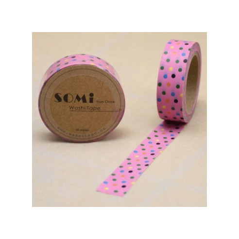 WASHI TAPE Rosa LUNARES de Colores