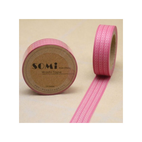 WASHI TAPE Rosa ESPIRALES Blancas