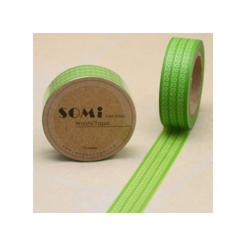 WASHI TAPE Verde ESPIRALES Blancas