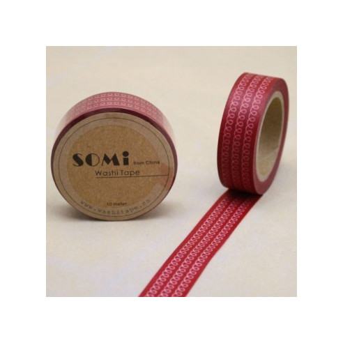 WASHI TAPE Rojo ESPIRALES Blancas