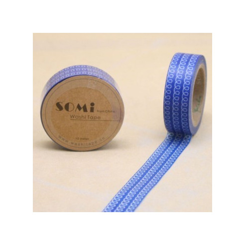 WASHI TAPE Azul ESPIRALES Blancas