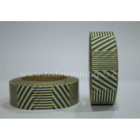 WASHI TAPE Amarillo RAYAS Grises