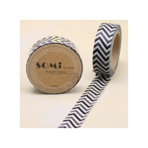 WASHI TAPE ZIG ZAG Negro