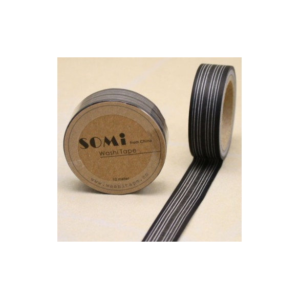 WASHI TAPE LÍNEAS Negras y Blancas
