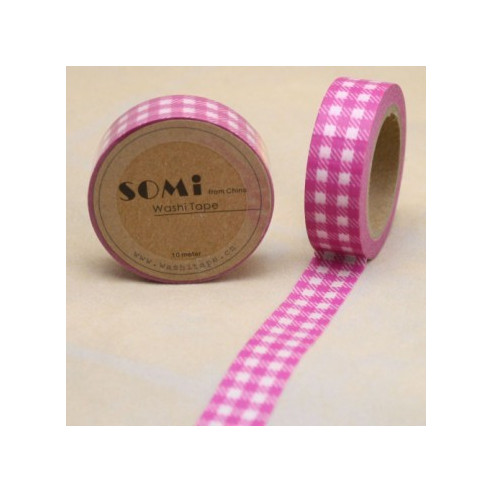 WASHI TAPE CUADROS Rosa