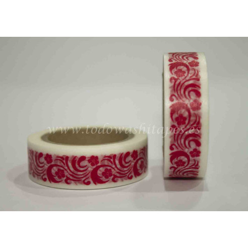 WASHI TAPE Blanco FLORES Rojas