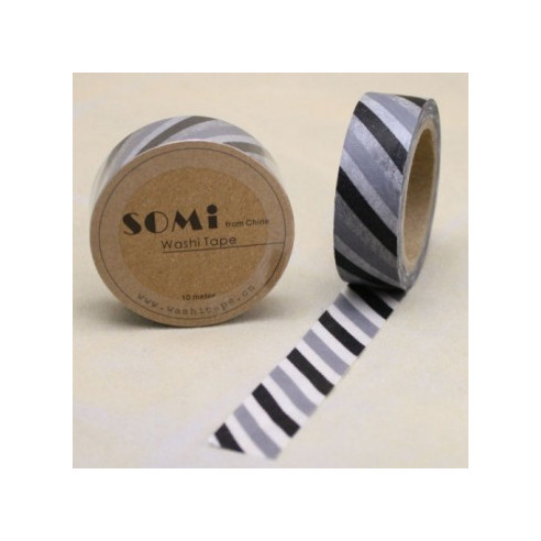 WASHI TAPE RAYAS Grises y Negras