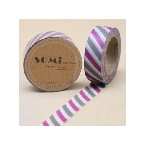 WASHI TAPE RAYAS Fucsia y Gris