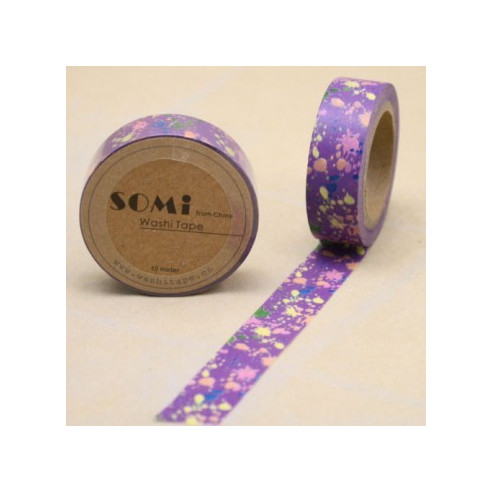 WASHI TAPE Morado con GOTAS de Colores