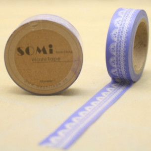 WASHI TAPE Azul con ENCAJE Blanco