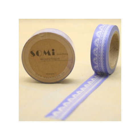 WASHI TAPE Azul con ENCAJE Blanco