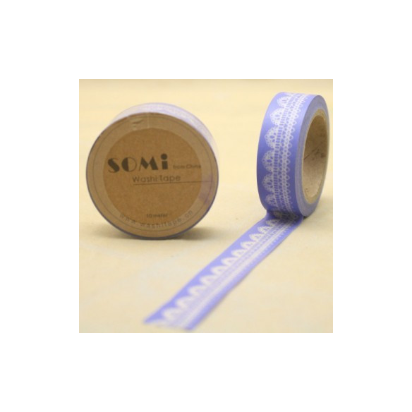 WASHI TAPE Azul con ENCAJE Blanco