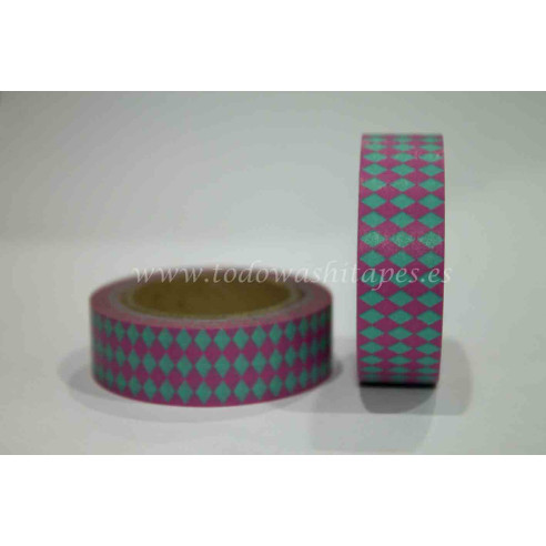 WASHI TAPE ROMBOS Rosa y Verde