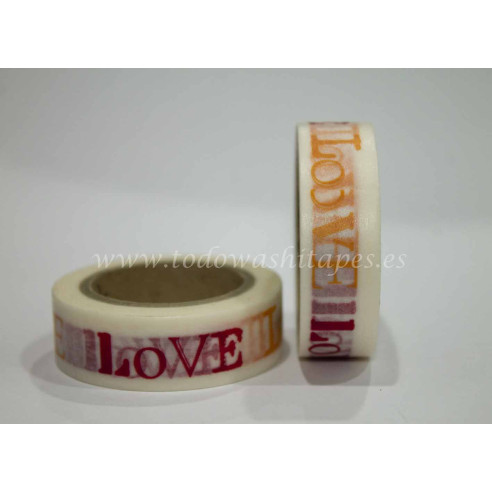 WASHI TAPE "LOVE" Rojo y Naranja