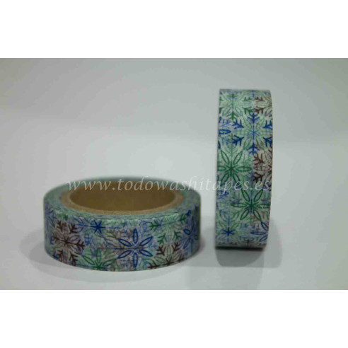 WASHI TAPE Copitos de FLORES AZUL