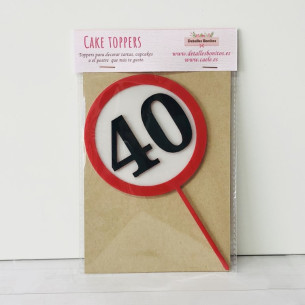 TOPPER para tartas PELIGRO ¡40! Cumpleaños 2