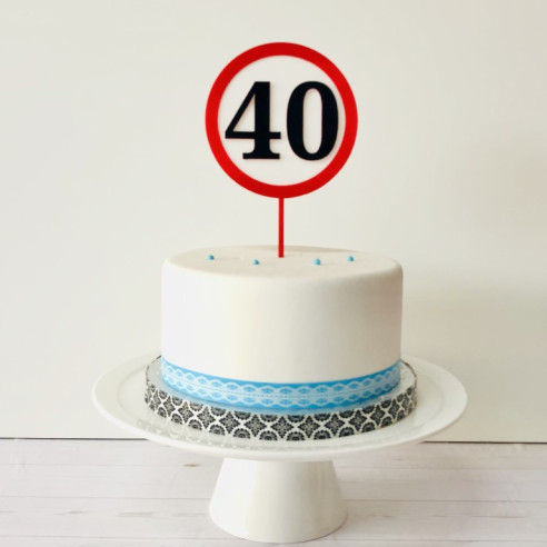 TOPPER para tartas PELIGRO ¡40! Cumpleaños