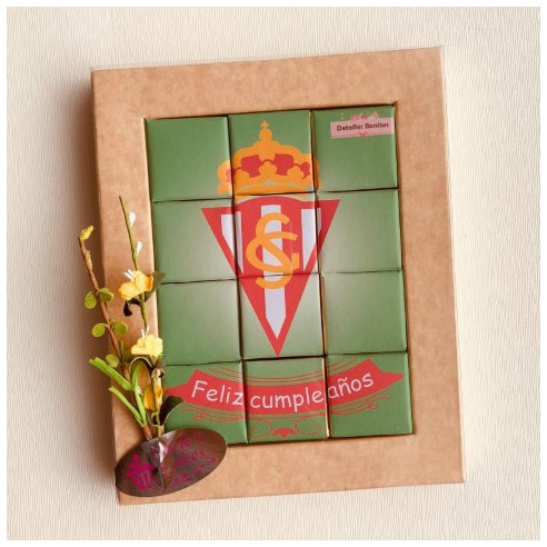 Puzzle de chocolate "Feliz cumpleaños" Sporting de Gijón