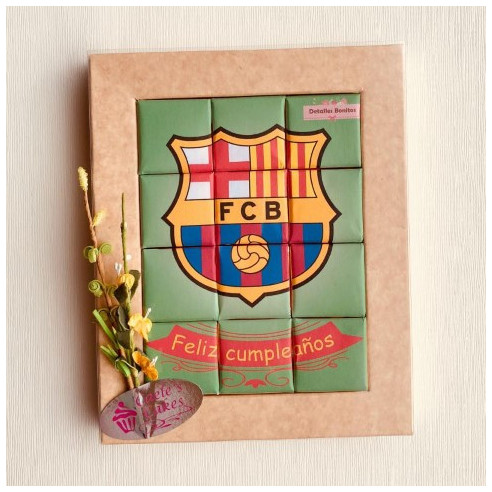 Puzzle de chocolate "Feliz cumpleaños" F. C. Barcelona