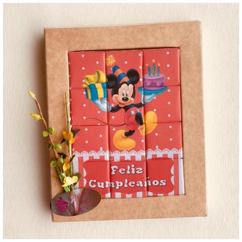 Puzzle de chocolate "Feliz cumpleaños" Mickey Mouse