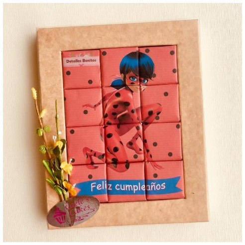 Puzzle de chocolate "Feliz cumpleaños" Ladybug