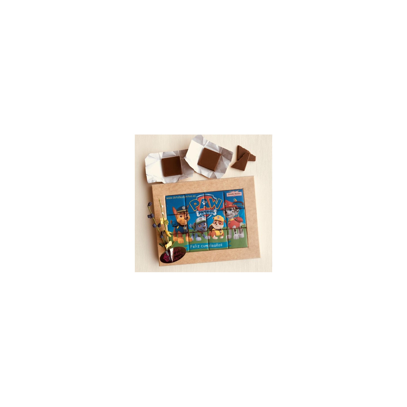 Puzzle de chocolate Patrulla canina Feliz cumpleaños