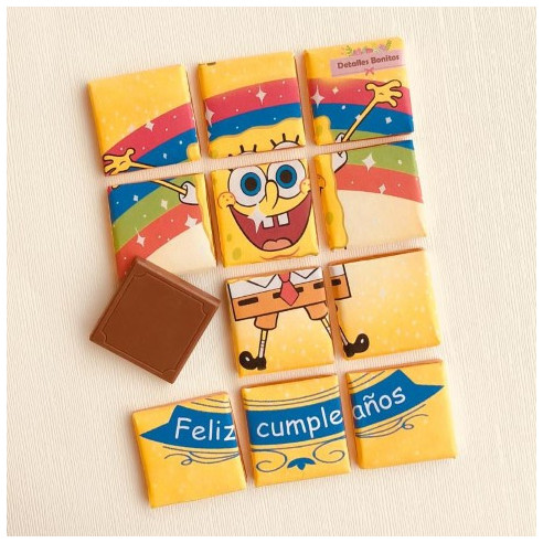 Marco 12 chocolates - Feliz cumpleaños - Bob Esponja