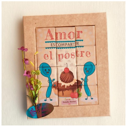 Puzzle de chocolate "Amor es compartir el postre"