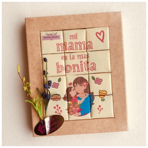 Puzzle de chocolate "Mi mamá es la más bonita" Niña