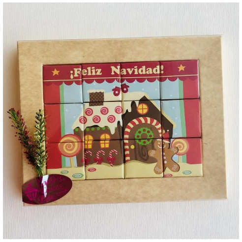 Puzzle de chocolate "Feliz Navidad" - Casita Jengibre