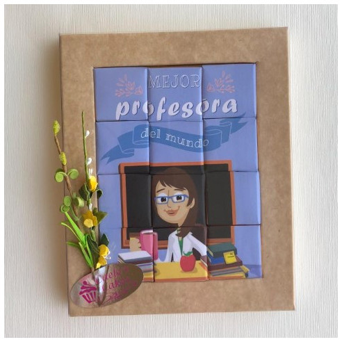 Puzzle de chocolate "Mejor profesora del mundo"