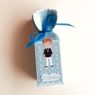 Caja con bombones para detalle de primera Comunión