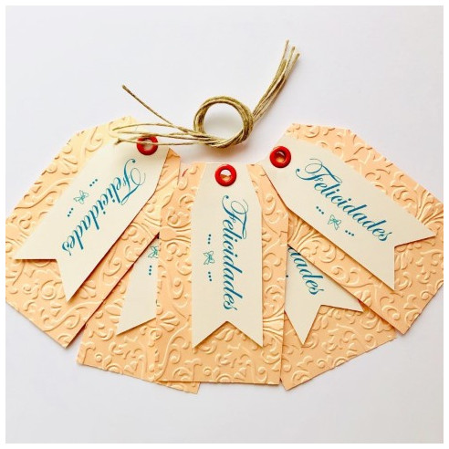 ETIQUETAS fondo salmón - FELICIDADES