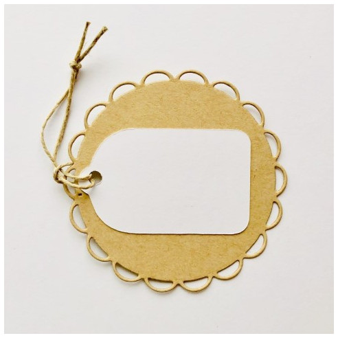 Set 10 ETIQUETAS dobles kraft redondas