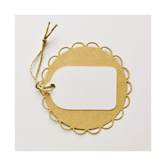 Set 10 ETIQUETAS dobles kraft redondas