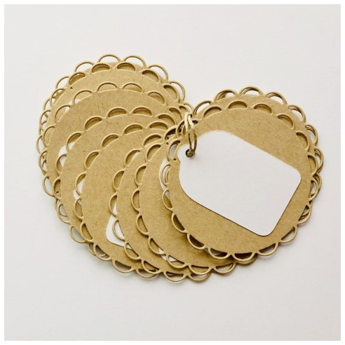 Set 10 ETIQUETAS dobles kraft redondas