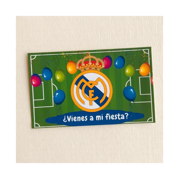 Set 5 invitaciones de cumpleaños - Real Madrid