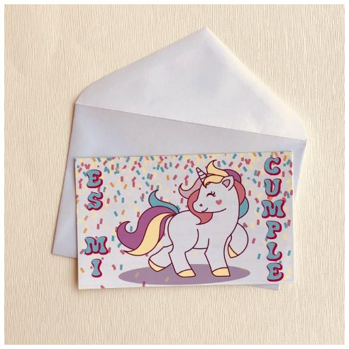 Set de INVITACIONES de CUMPLEAÑOS Unicornio
