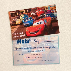 Set de INVITACIONES de CUMPLEAÑOS Cars 2