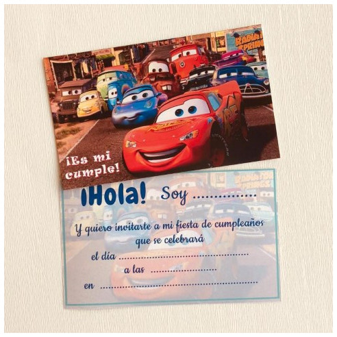Set de INVITACIONES de CUMPLEAÑOS Cars