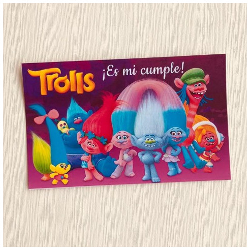 Set de INVITACIONES de CUMPLEAÑOS trolls