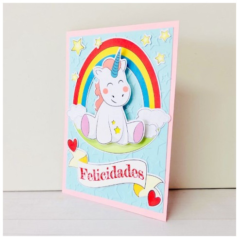 FELICITACIÓN de UNICORNIO Hecha a mano