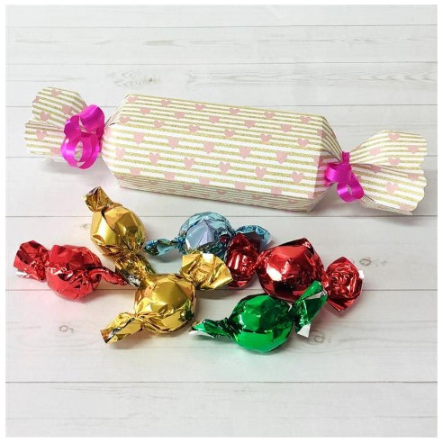 Caja Caramelo con bombones - Dorada y rosa
